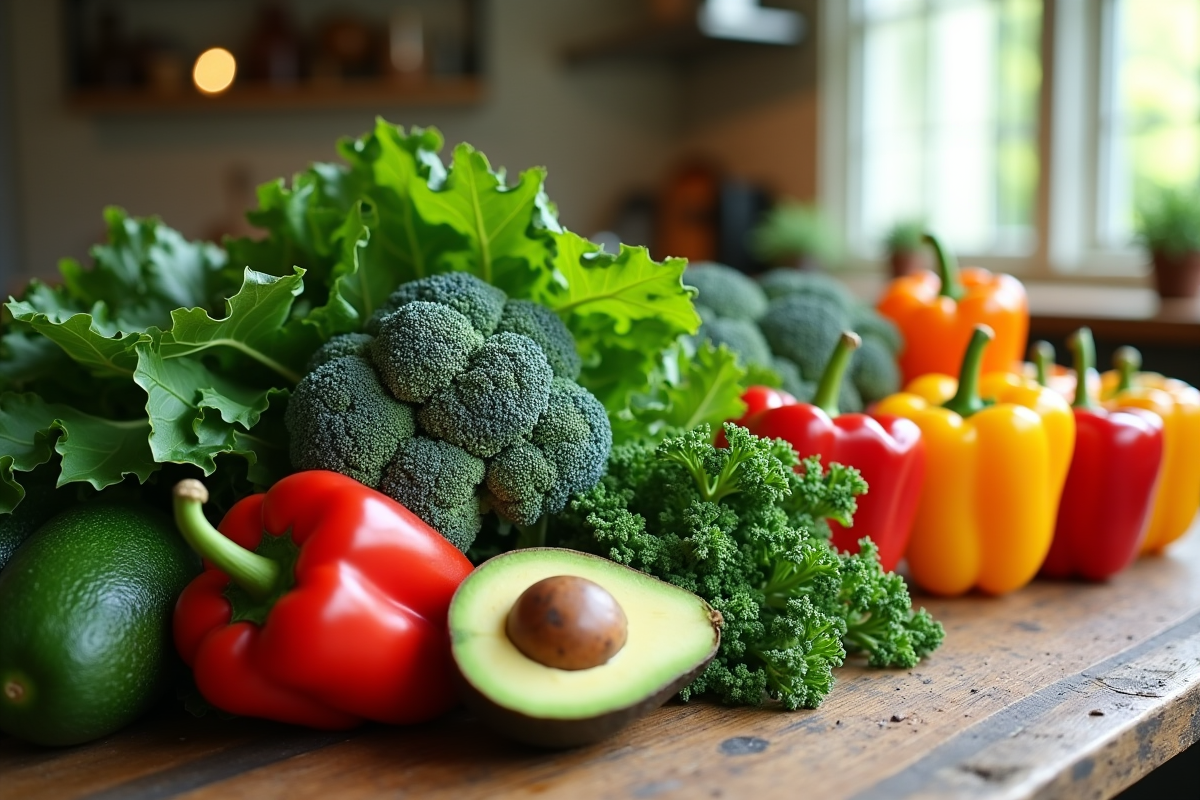 Assortiment de légumes riches en vitamines pour booster le cerveau