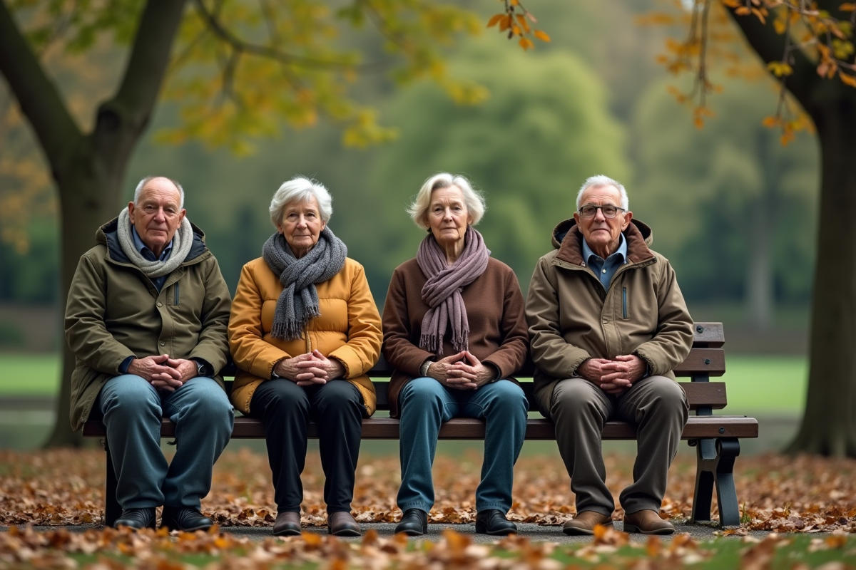 Groupe de seniors pratiquant la pleine conscience en plein air