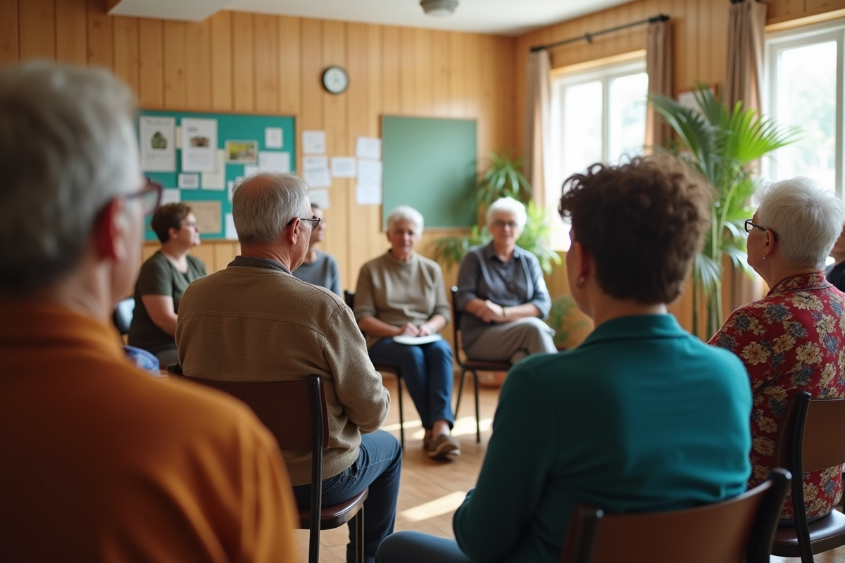 Groupe communautaire divers en cercle dans un centre convivial