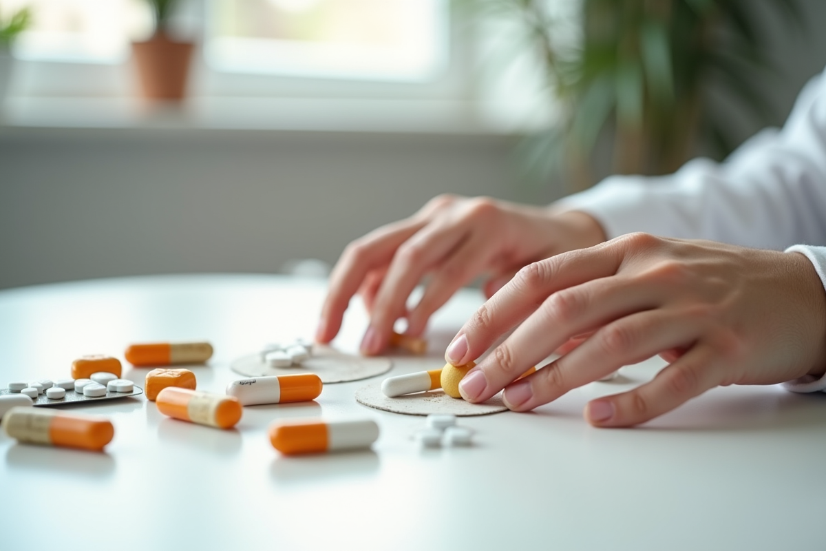 Mains touchant objets symboliques des facteurs de risque santé