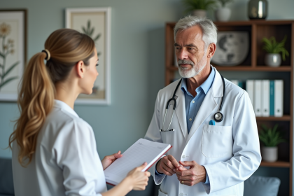 Médecin homme en consultation avec une patiente