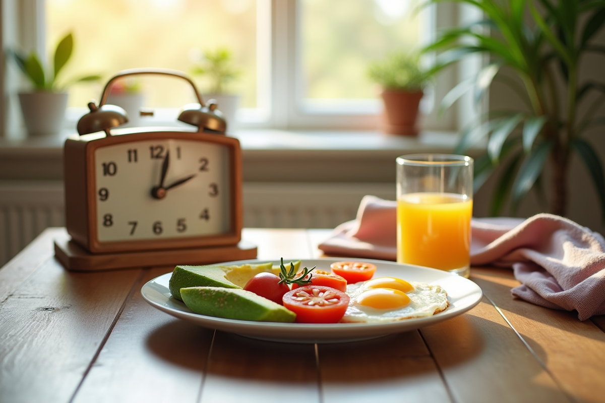 Petit déjeuner sain avec oeufs et avocat pour le timerestricted eating