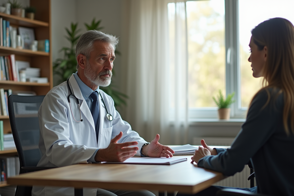 Psychiatre à l'écoute dans un cabinet lumineux